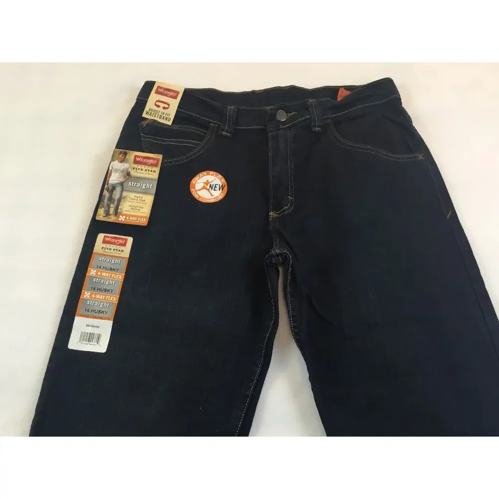 Wrangler Youth 4-Way Flex Straight Husky Sz 14 Reg Jeans NWT